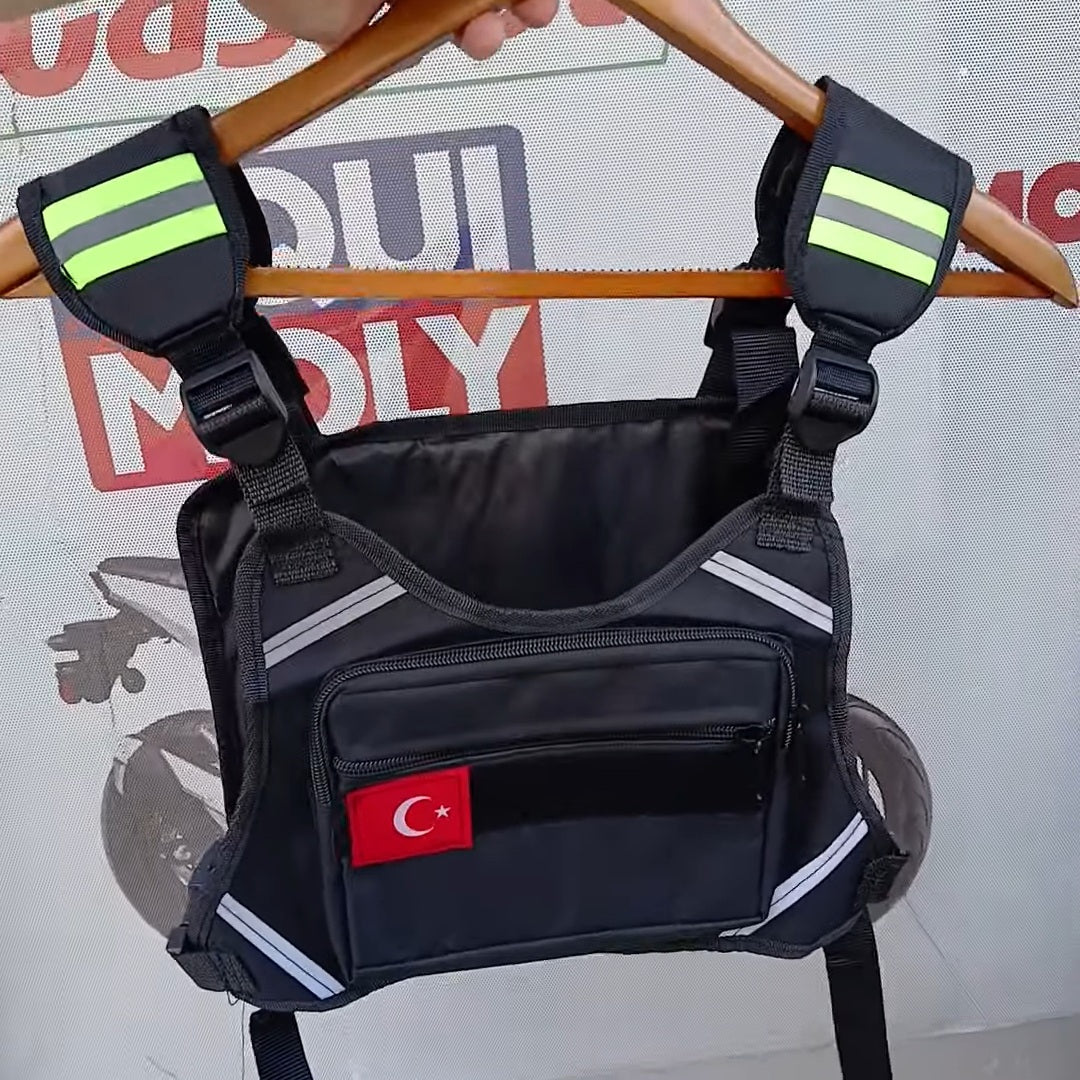 Reflektörlü Su Geçirmez Taktikal Göğüs Çantası (KAPIDA ÖDEME & ŞEFFAF KARGO ) Kemerden  ayarlıdır!