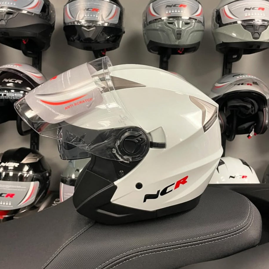 NCR Jet Beyaz [Ece-dot] Sertifikalı Güneş Vizörlü Yarım Kask ! [ KAPIDA ÖDEME & ŞEFFAF KARGO ]