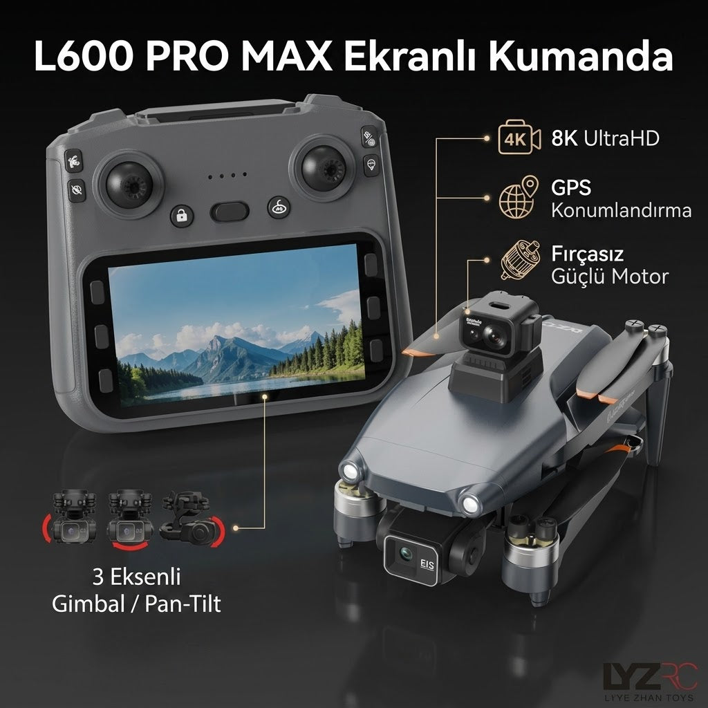 L600Pro 4K Full HD Profesyonel Drone Stokta! 5KM Menzil [ŞEFFAF KARGO & KAPIDA ÖDEME]